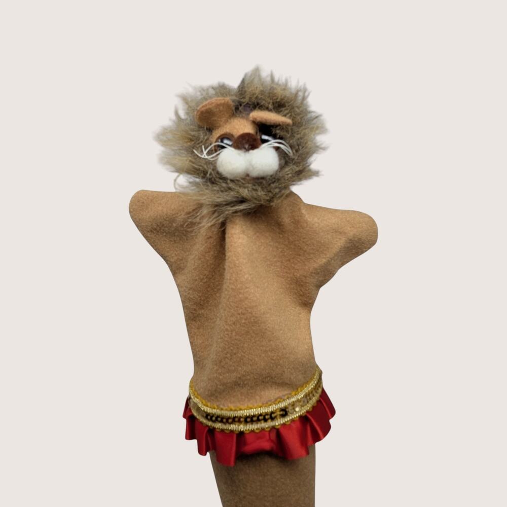 1970s Handmade Felt Lion Puppet Vintage Folk Art